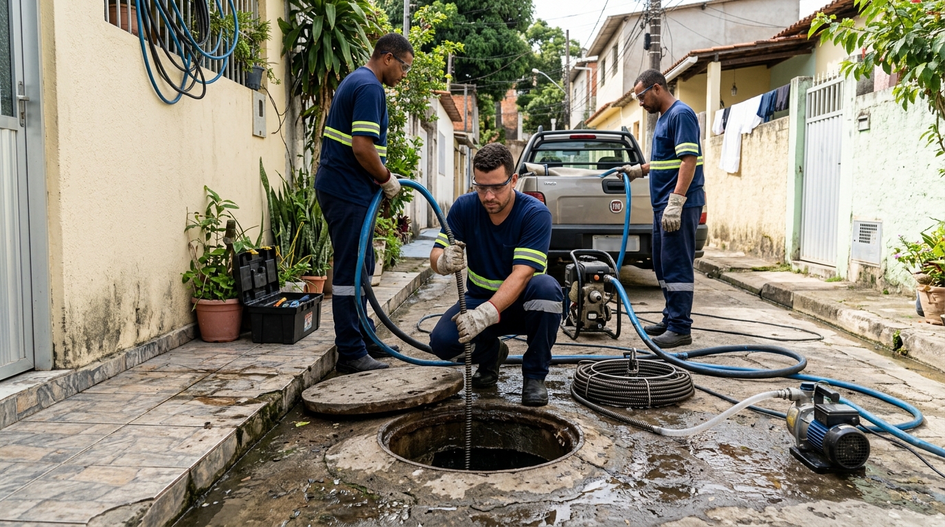 Desentupimento de esgoto com hidrojateamento em Jundiaí-SP