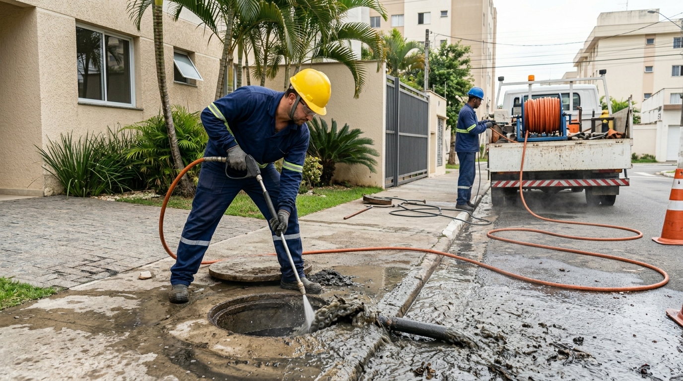 Hidrojateamento com jato de alta pressão em Jundiaí-SP
