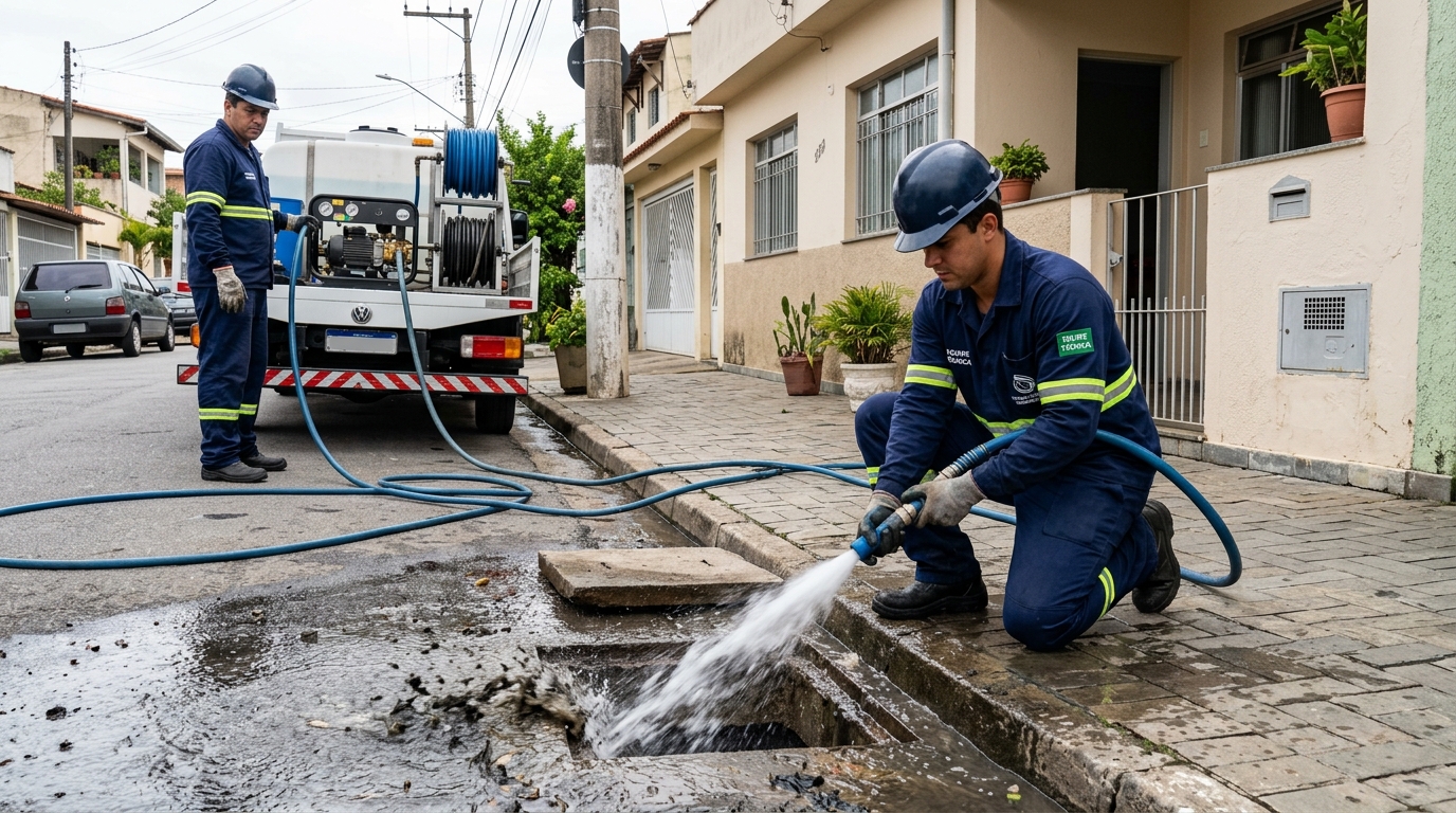 Hidrojateamento de redes hidráulicas em Jundiaí-SP